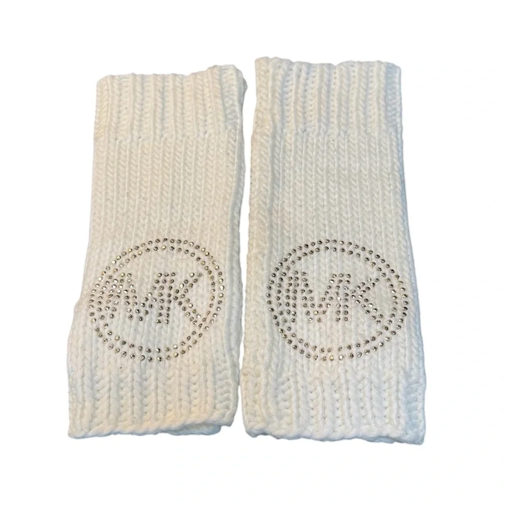 MICHAEL Michael Kors White Fingerless Knit Gloves